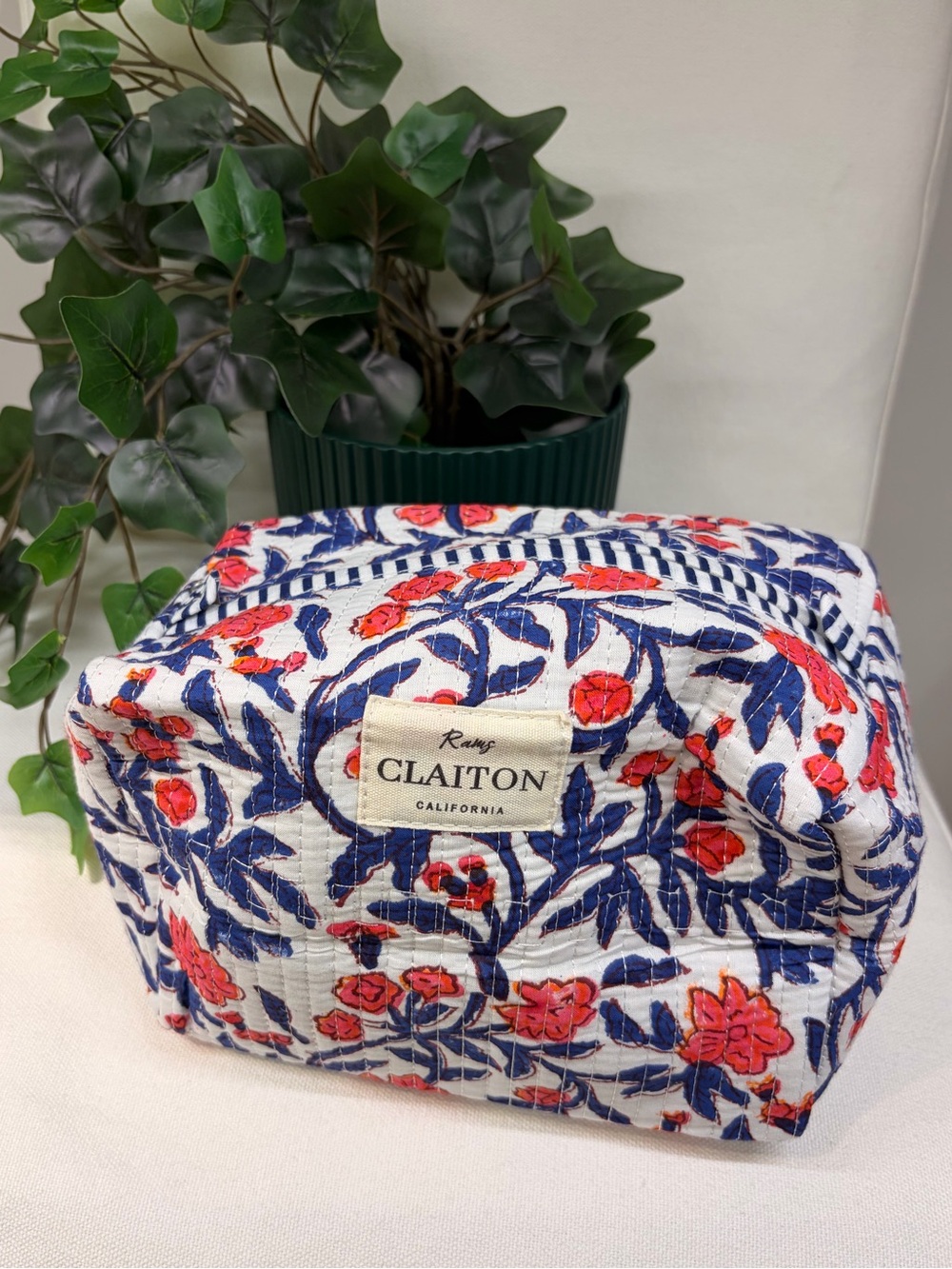 Organic cotton Floral Cosmetic pouch inspired by doen and sezane